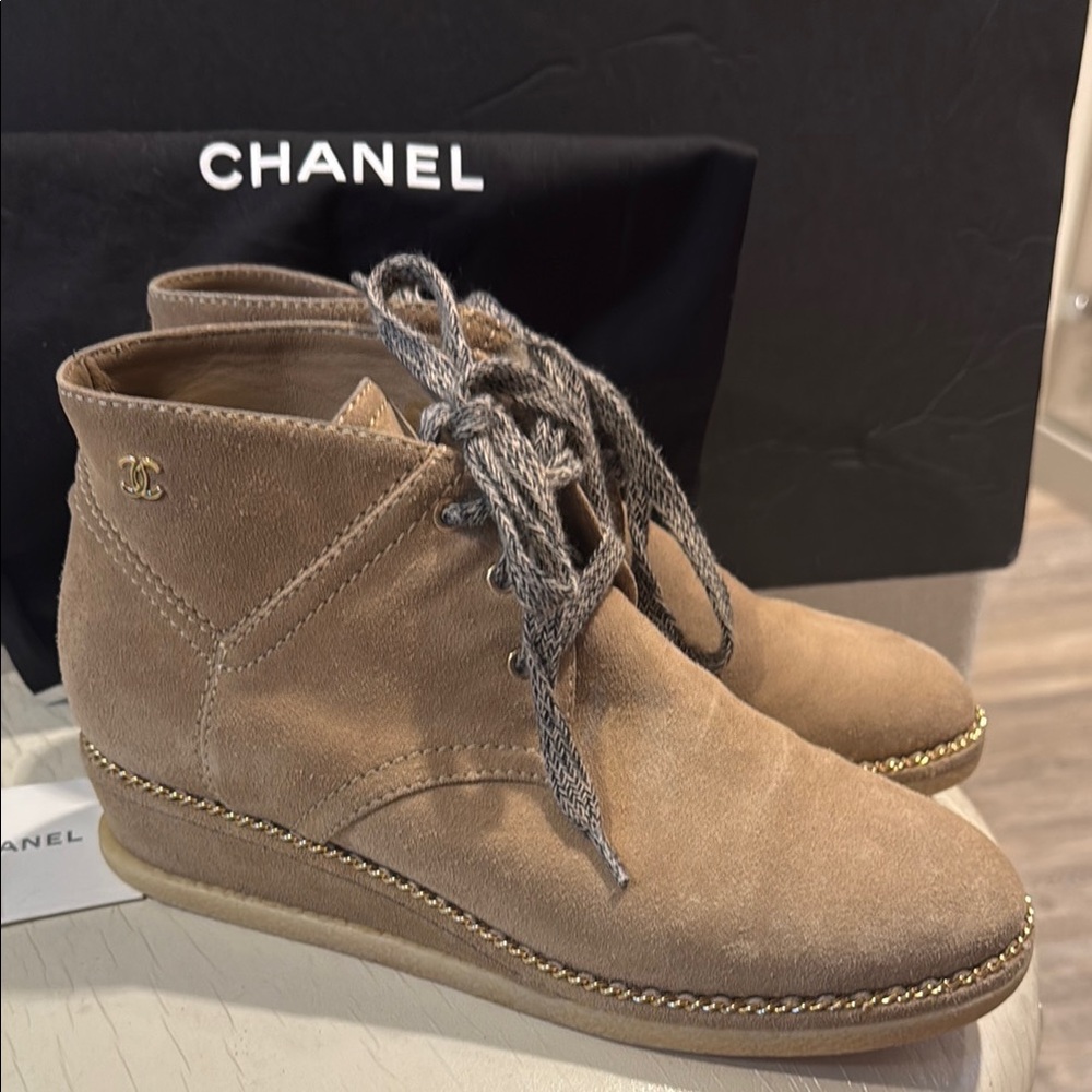 Chanel Women’s Tan Suede Boots - Picture 2 of 12